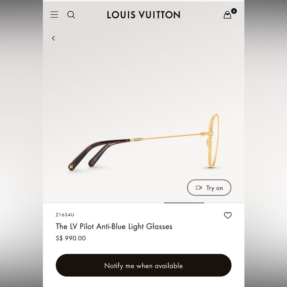 Louis Vuitton Glasses (LV Pilot Anti-Blue Light Glasses) - Picture 3 of 10